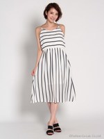 ボーダーキャミミディワンピ/オフホワイト