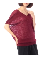 Vネックスラブニット/ワインレッド(063)