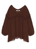 [Balcony and Bed]シフォンギャザーブラウス/BLK