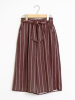ストライプリボン付フレアパンツ/レッド柄