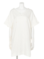 レースアップサイドスリットワンピース/ホワイト