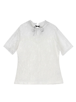 レースハイネックトップス/ホワイト