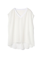 シフォン×天竺Vネックプルオーバー/ネイビー(120)