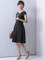 FO 後ろVレースタックワンピース [フォーマル/オケージョン]/ブラック