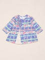 【OUTLET】プチフラワーチェックPT7分袖チュニック/パープル