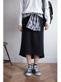 【AZUL by moussy】裏毛チェックフェイクスリーブマキシスカート/BLK