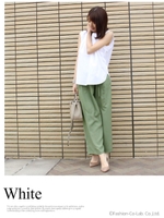 シンプル ノースリーブ ブラウス/ブルー