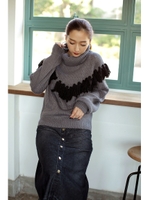 【AZUL by moussy】ロービングフリンジプルオーバー/C.GRY