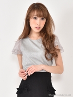 フレアスリーブカットトップス/ブラック