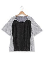 スラブニットソーレースプルオーバー/グレー(412)