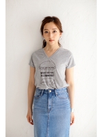 【AZUL by moussy】30/-TC天竺ハンバーガーVネックT/T.GRY