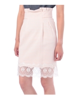 Supreme.La.La. ヘムレースチェック柄スカート/ベビーピンク(071)