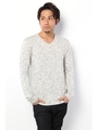 【AZUL by moussy】ストレッチTRメランジ天竺Vネック長袖T/WHT