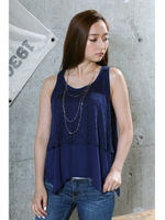 【AZUL by moussy】総柄オパール×無地レイヤードタンク/L/GRY