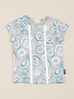 キカフラワープリントフレンチスリーブTシャツ/杢グレー