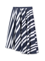 バイヤスストライプランダムフレアスカート/ネイビー系(394)