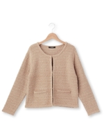 ファンシークルーネックニットカーディガン/ベージュ(452)