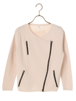 ライダースニットカーディガン/エクリュー