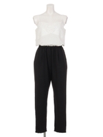 レースキャミロンパース/ブラック