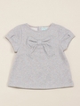 レインボーラメ 飛び裏毛リボンアップリケ半袖パフTシャツ/ネイビー