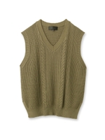 編地変化ニットベスト/ホワイト(001)