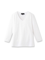 〔洗える〕Vプレーンカットソー/ホワイト(001)