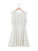 ふくれジャガード腰ビジューワンピース/グレー(312)