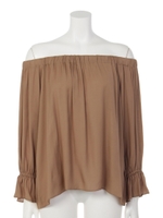 袖フレアオフショルダープルオーバー/ピンク