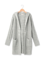 編地切り替えフーデッドカーディガン/アイボリー(004)