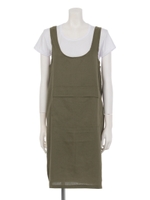 【ANAP】ミドル丈麻風ワンピース&Tシャツ SET/BK