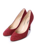 【SEVEN TWELVE THIRTY】ラインストーンリングヒールパンプス/ボルドースエード