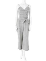 カシュクールチェックオールインワン/グレー