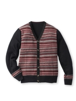 フェアアイル柄リバーシブルカーディガン/ブルー系(294)