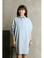 【AZUL by moussy】ドルマンチュニック7分シャツワンピース/SAX