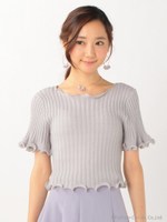 【steady.9月号掲載】リブフリルニットトップス/ブラック