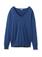 COMPACT YARN Vネックコットンハイゲージニット/ダークオレンジ(068)