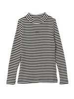 RIB BOTTLE NECK L/S TOPS/ブラック