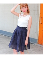 【chille anap】バラ柄フレアスカート/BEG