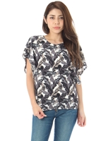 【AZUL ENCANTO】ボタニカル柄アームドレーププルオーバー/柄GRN