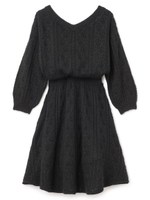 スカシレースアップニットワンピ/ブラック