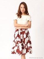 フラワーガウチョパンツ/レッド