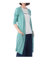 麻×レーヨン 杢ロングニットカーディガン/グリーン(022)