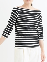 オフショルボーダープルオーバー/ブラウン柄