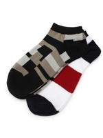 ショートソックス2P カラーブロック/レッド(362)