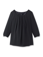 タックシフォンブラウス/ブルー系(094)