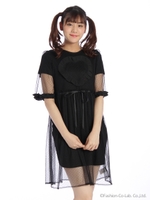 ドットチュールレイヤードOP/ピンク