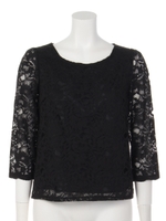 総レース七分袖ブラウス/オフホワイト