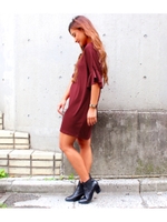 【chille anap】フリルスリーブワンピース/WINE