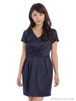 ウエストクロスタックワンピース/ブラック