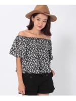 オフショルダー柄ブラウス/ネイビー(393)